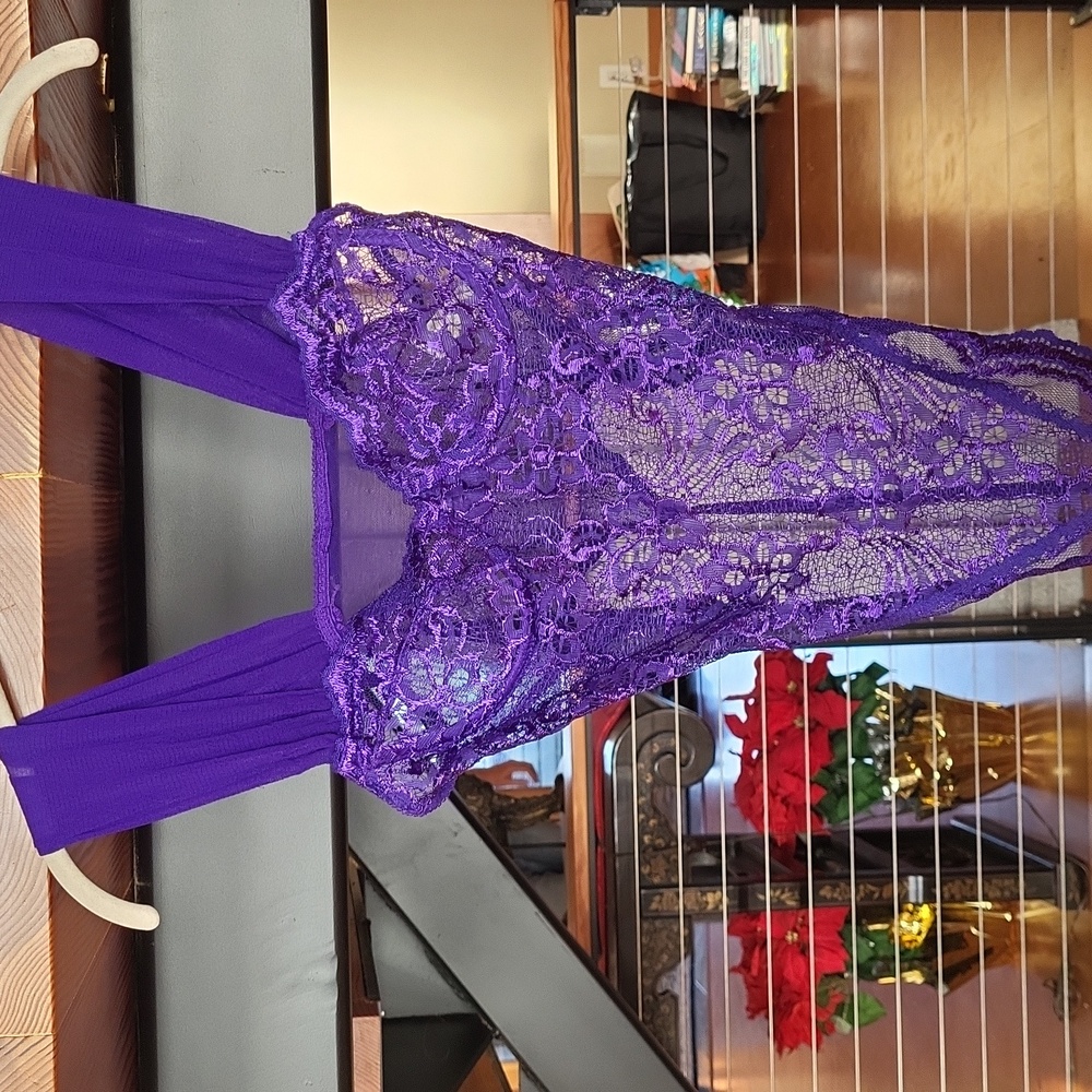 Elegant Purple Lace Bodysuit